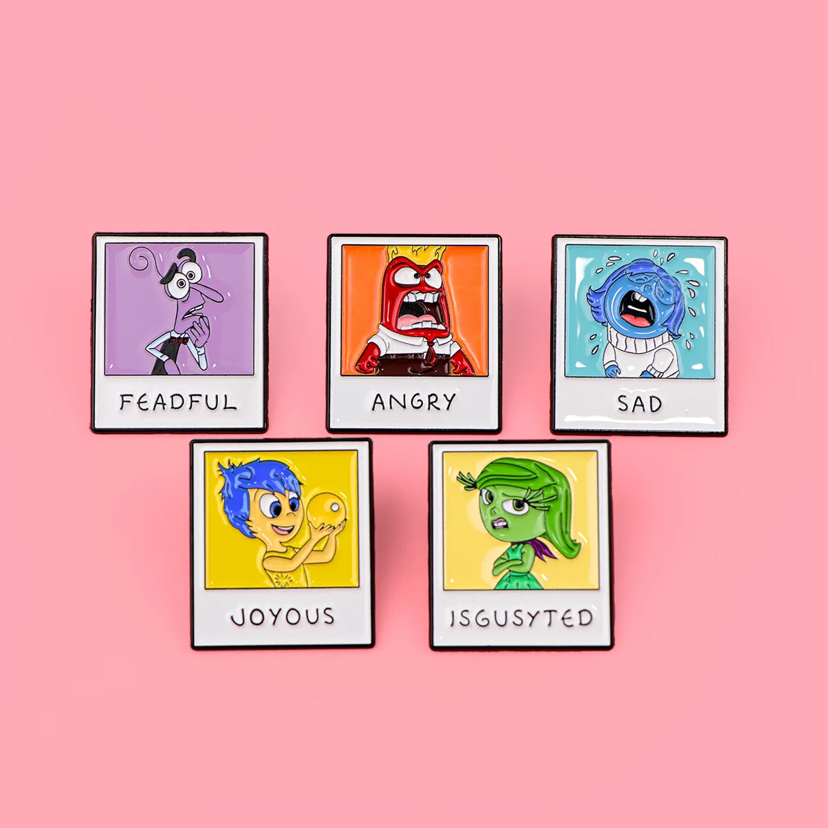 Disney Creative Inside Out Figure Metal Enamel Pins for Backpack Joyous Sad Angry Brooch Lapel Badges Accessories Gifts for Fans