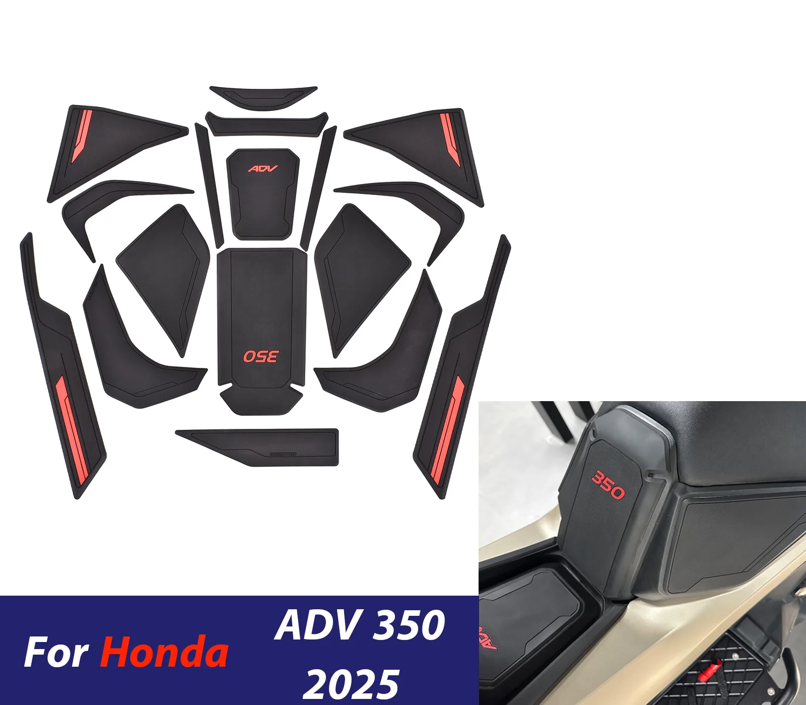 

﻿ Для Honda ADV350 2025 ADV 350, противоскользящие накладки на топливный бак, защитная тяговая наклейка, наколенник, аксессуары для газовых мотоциклов