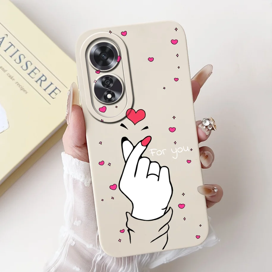 Case For OPPO A60 Cover CPH2631 2024 Phone Cover Cute Love Heart Cow Leopard Girls Matte Silicone Funda For OPPOA60 A 60 4G Case