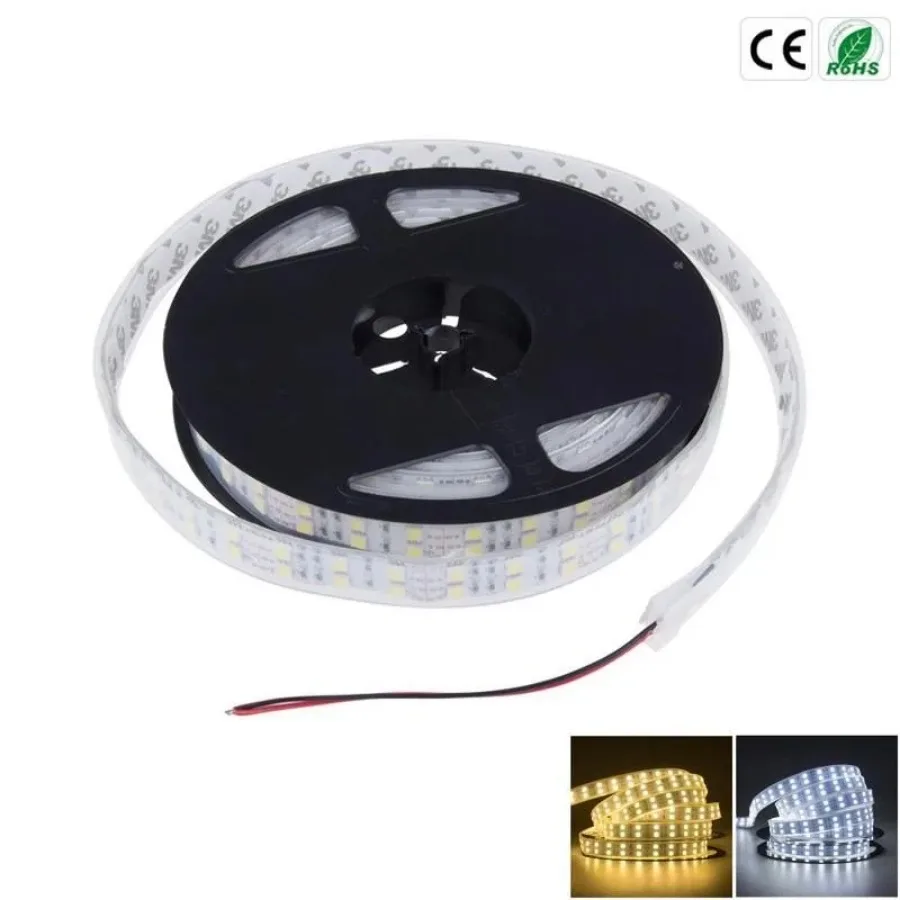 50m/lot Double Row  LED RGB Strip 5M 5050 SMD White Waterproof 600LEDs RGB LED Strip Light 5M pre Roll Led Flexible Strip