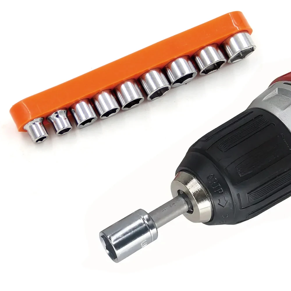 9Pcs 5-13mm Hexagonal Sleeve Square Head Conversion Head Hex Head Wrench Socket Electric Tool Accessory Set