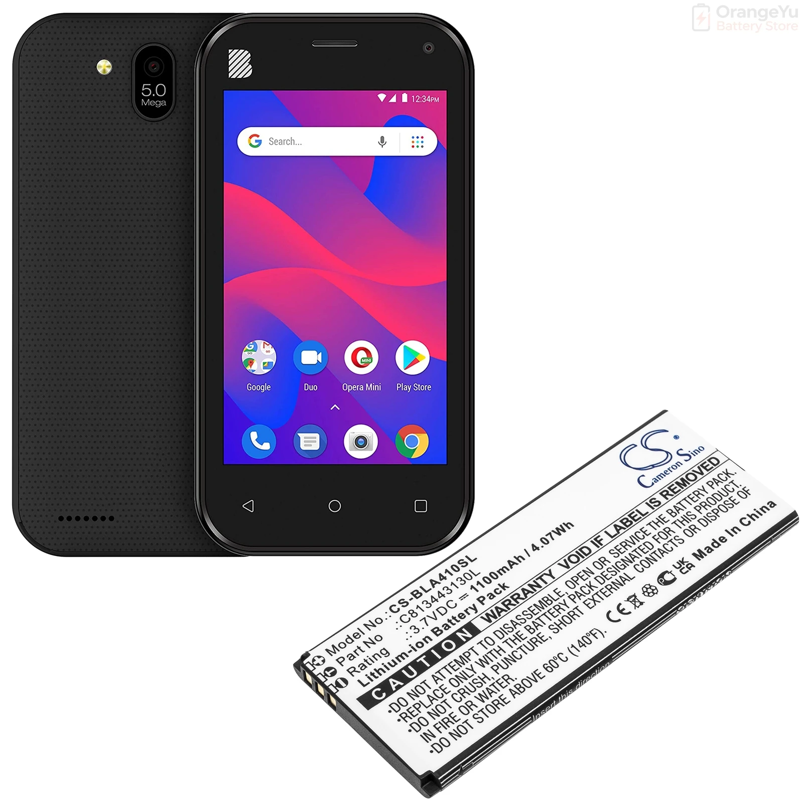 Replacement 3.7V 1100mAh Mobile SmartPhone Battery for BLU Advance A4 2019 L5 A410U C813443130L