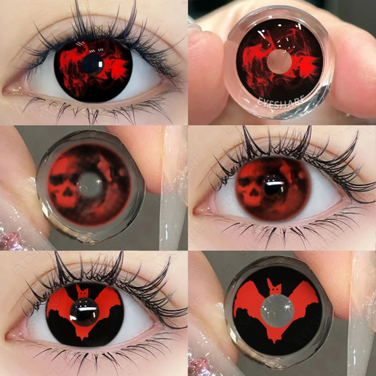 EYESHARE 1 Paar Cosplay-Farbkontaktlinsen für Augen, modische Kosmetik, rote Linsen, Kontaktkosmetik, Augenkontakte, Hexen-Rollenspiel