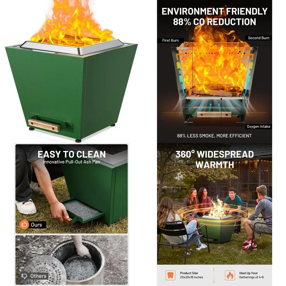 

Портативная бездымная костра для костра на открытом воздухе, диаметр 20 дюймов, нержавеющая сталь, идеально подходит для патио на заднем дворе и кемпинга, прочная