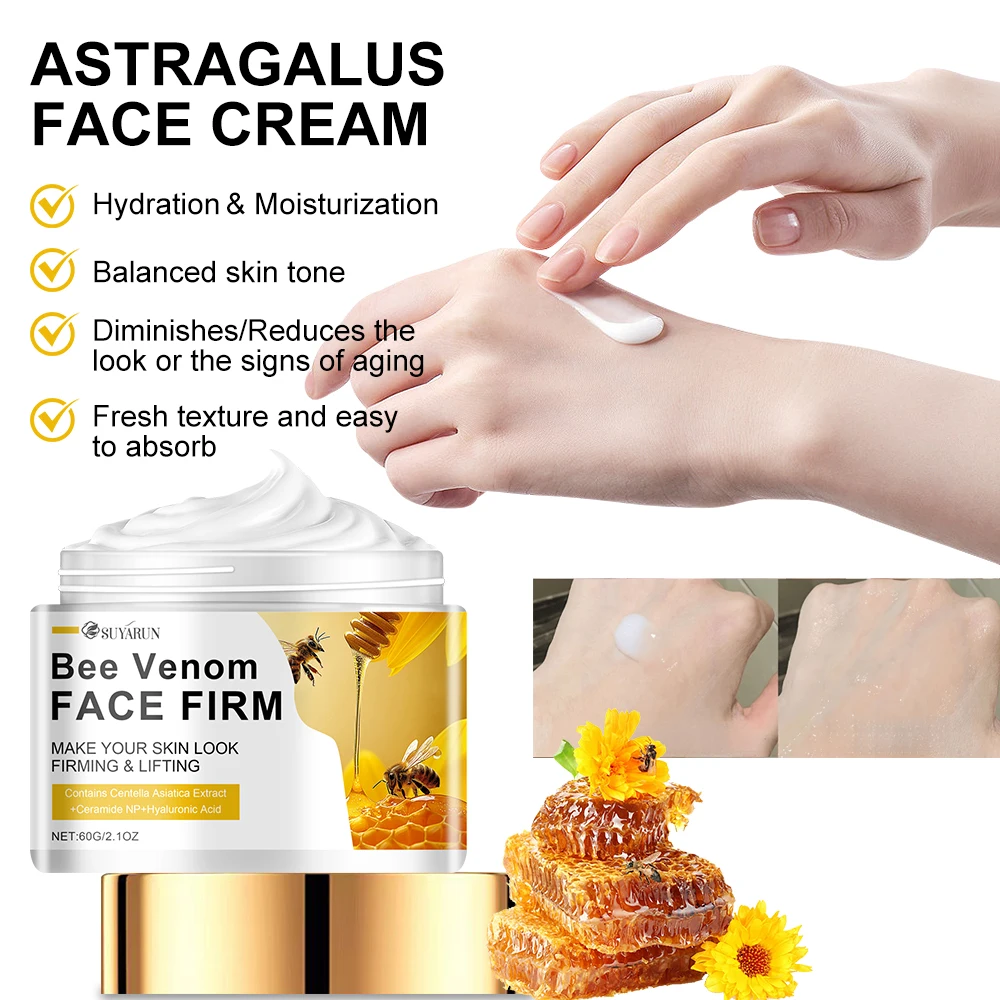 SUYARUN Bee Venom Collagen Anti-Aging-Gesichtscreme |   Straffende, straffende Feuchtigkeitscreme |   Faltenreduzierung |   24-Stunden-Trinkkraft.