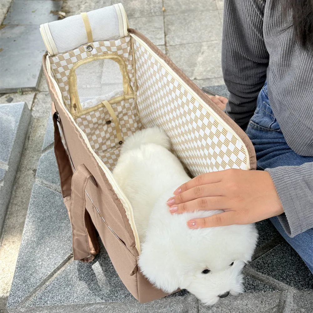 مجموعة/4 قطعة الحيوانات الأليفة Crossbody حقيبة كتف قماش القط الكلب الناقل حقيبة تسوق سفر حقائب كتف شبكة الرافعة حمل حزمة مستلزمات حمل الحيوانات الأليفة