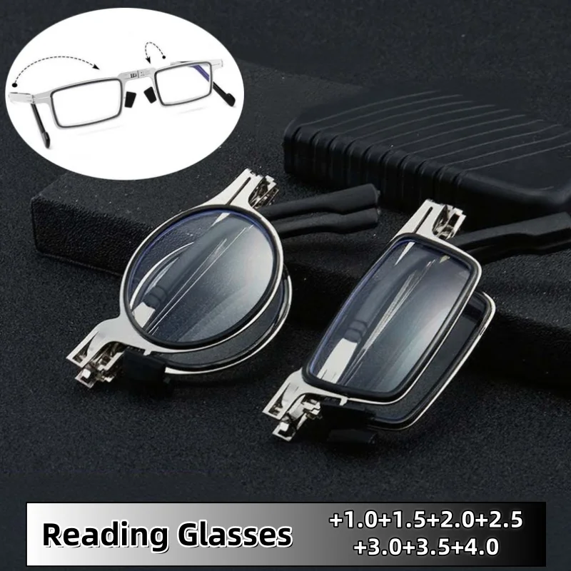 

Ultra Light Portable Foldable Anti Blue Light Reading Glasses with Box HD Screwless Fashionable Retro Unisex Eyeglasses