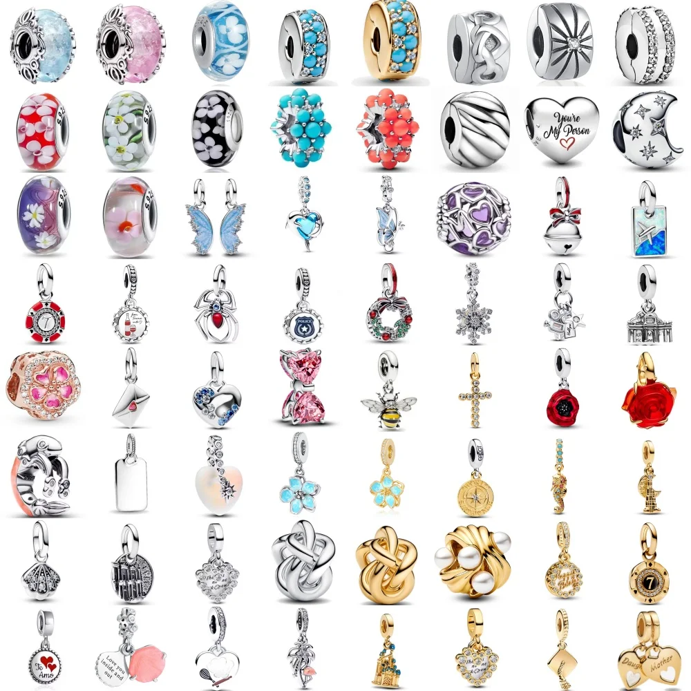 

Горячая новинка 2026: Серебряные бусины 925 пробы (Луна, Цветок), подвеска-колокольчик с пауком, оригинальные европейские аксессуары для браслетов DIY, изысканные украшения