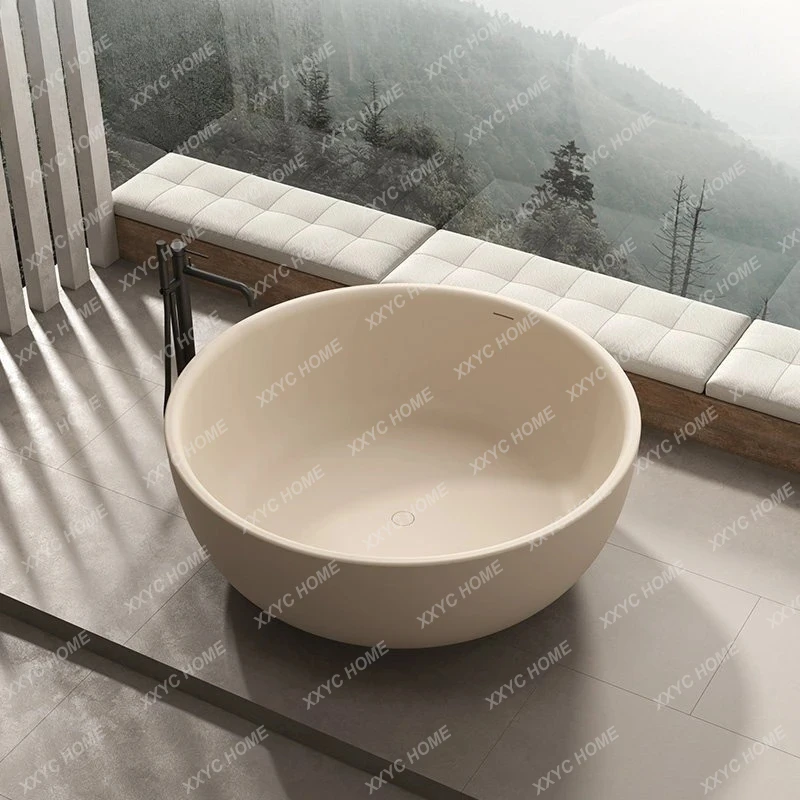 

Отдельностоящая цельнолитая матовая круглая ванна из искусственного камня для отелей и гостевых домов, для взрослых