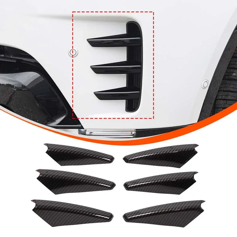 For Land Rover Discovery Sports 2024+ model front bumper fang trim car front face trim ABS carbon fiber pattern 6pcs