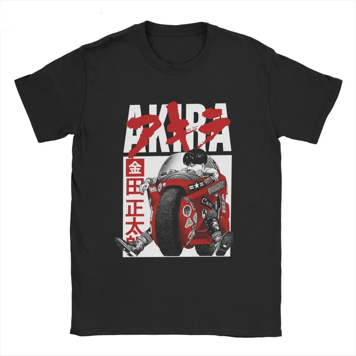 Men T-Shirts Akira Kaneda Shotaro Motorbike Casual Pure Cotton Tees Short Sleeve Anime T Shirt Round Neck Clothes Plus Size