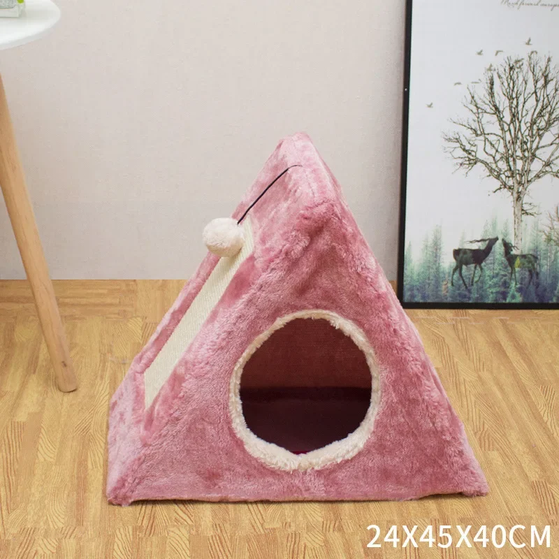 Casa de gato de sisal plegable de felpa corta suave al por mayor del fabricante con tablero rascador