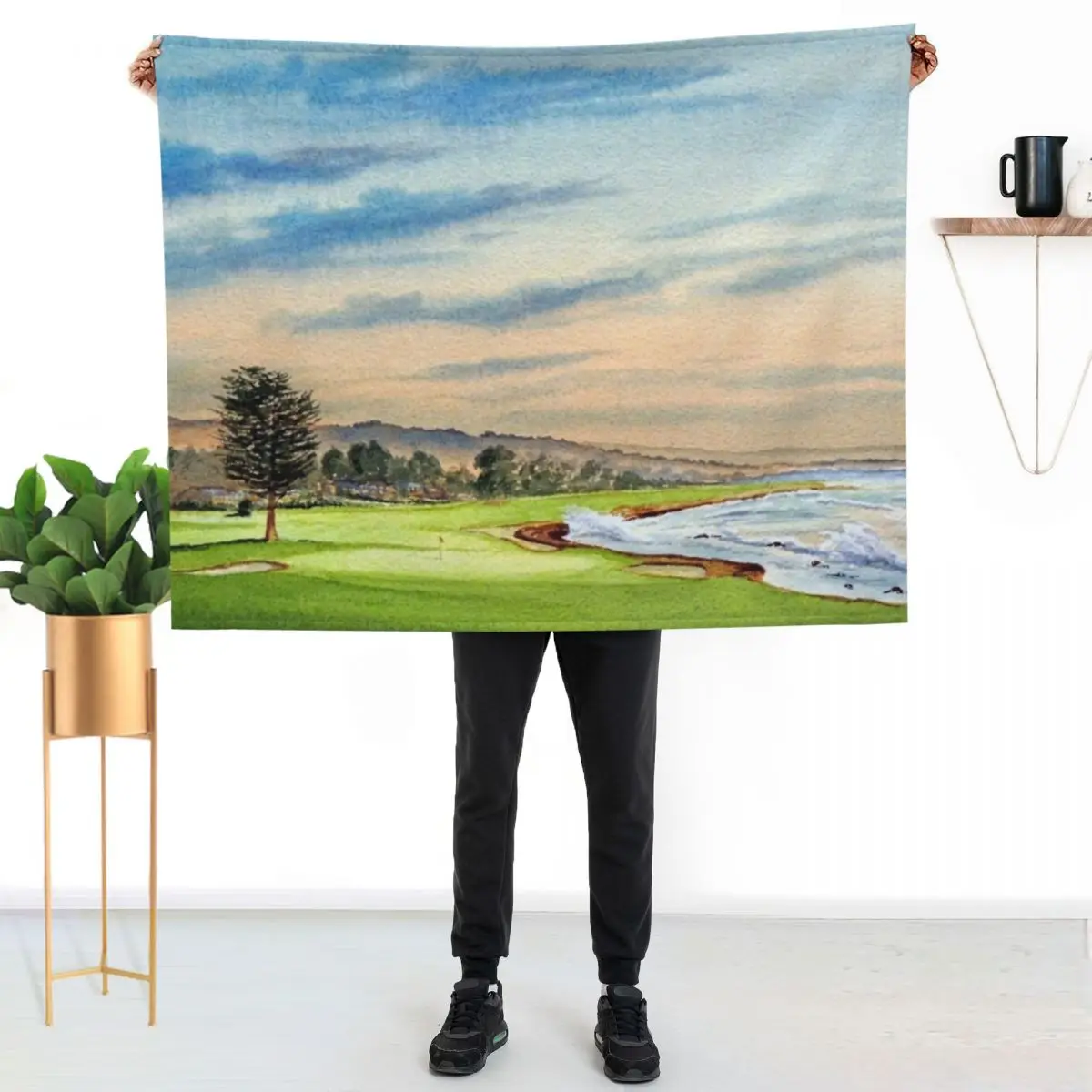 Pebble Beach Golf Course 18Th Hole Throw Blanket Thermals For Travel Flannel Fabric Plush cosplay anime Luxury Brand Blankets