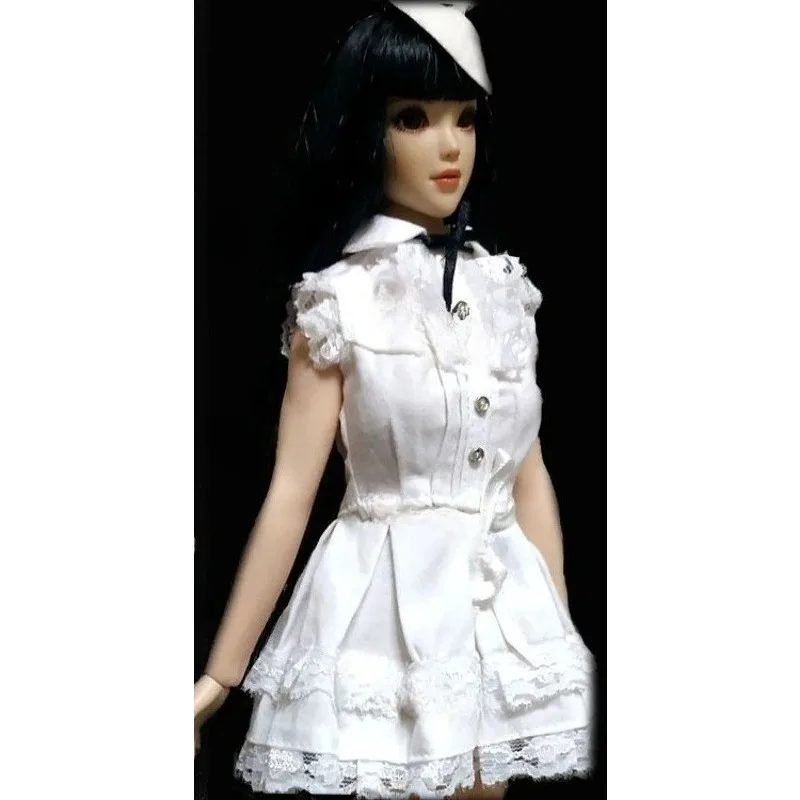 

1/6 Scale Female Soldier Cute White Sleeveless Lace Cake Skirt Clothes Model for 12-inch Action Figures Body Scene Accessories
