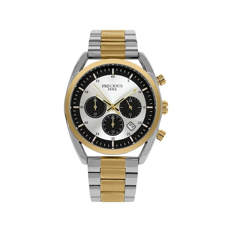 Quartz Watch for Man Panda Look with 42mm Diameter and 11mm Thickness Luminous in the Dark Waterproof 30M