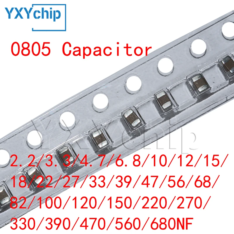 100pcs SMD Capacitor 2.2/3.3/4.7/6.8/10/12/15/18/22/27/33/39/47/56/68/82/100/120/150/220/270/330/390/470/560/680NF 10% X7R