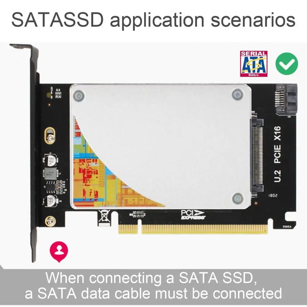 PCIe Adapter Dual Interface Strong Heat Dissipation No Power Needed Easy Installation Universal SATA SSD Expansion Card