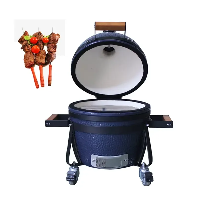 Egg Shape BBQ Kamado Mini Charcoal Grill for 14 Inch Portable Outdoor Camping Barbecue Stove