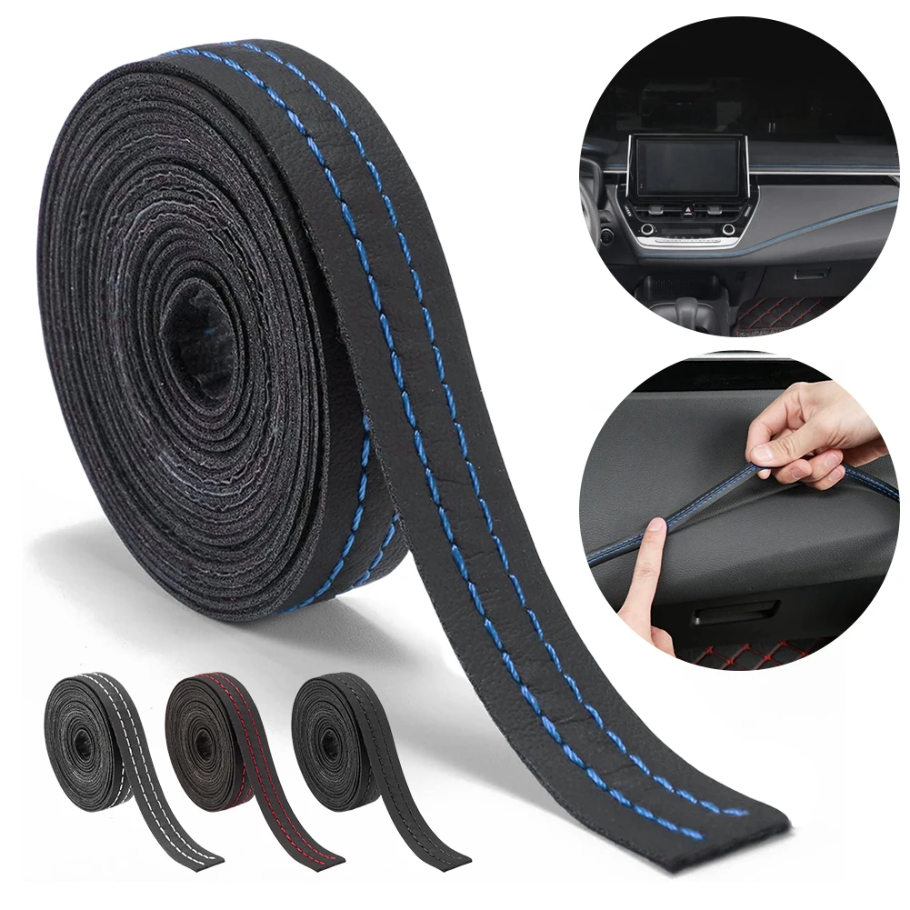 Universal 2m Car Mouldings Trim DIY Braid Decorative Line Strip PU Leather For Door Dashboard Sticker Car Interior Accessories