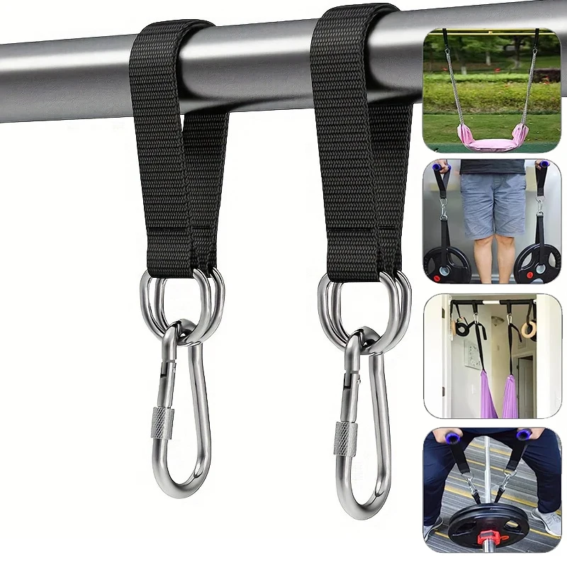 1/2 Peças Cintas de Suspensão Reforçadas para Balanço, Kit de Suspensão de Nylon para Rede com Mosquetões, Cinto de Conexão para Rede e Saco de Pancadas