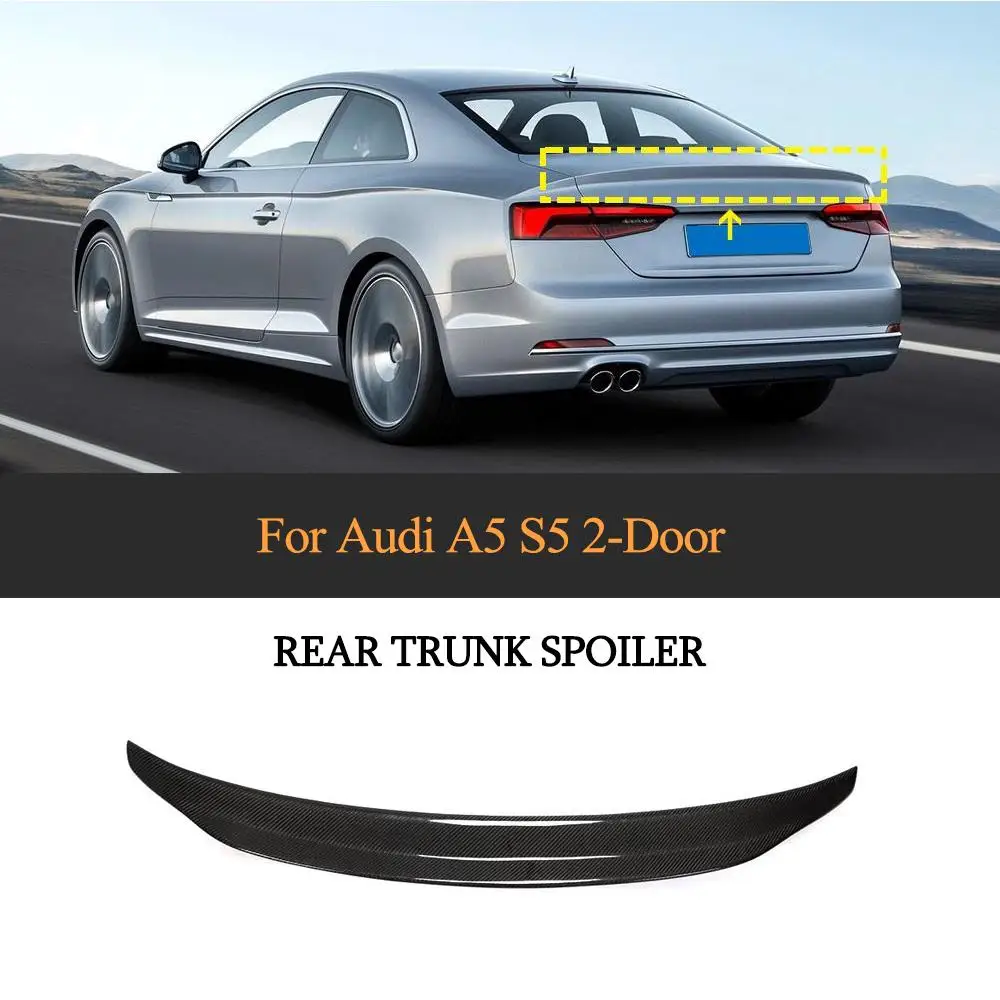 Car Rear Trunk Boot Lip Wing Spoiler For Audi A5 Coupe 2 Door 2017 - 2020 Rear Tail Trunk Spoiler Wing Carbon Fiber