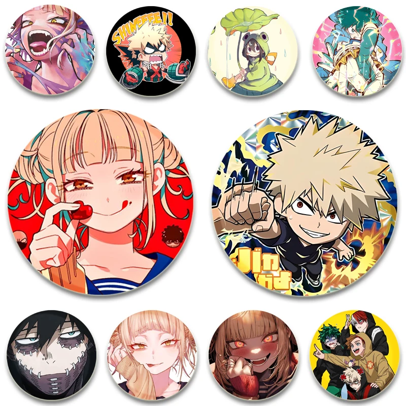 32/44/58MM Anime My Hero Academia Snap-in Button Pin Badges Cosplay Handmade Tinplate Brooch for Backpack Clothes Chest Ornament