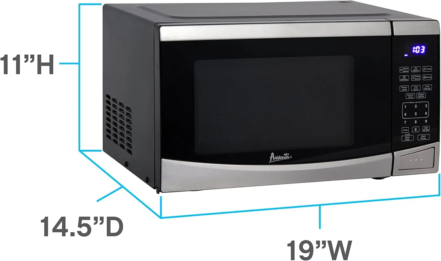 Microwave Oven 900-Watts Compact with 10 Power Levels and 6 Pre Cooking Settings, Speed Defrost, Electronic Control Panel