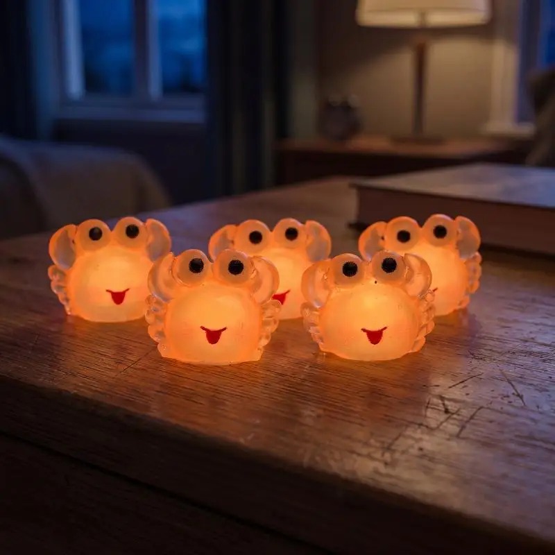 10pcs Luminous Mini Crab Resin Figurine, Marine Scene Decor For Moss Micro Landscape, Creative Desktop & Car Ornaments