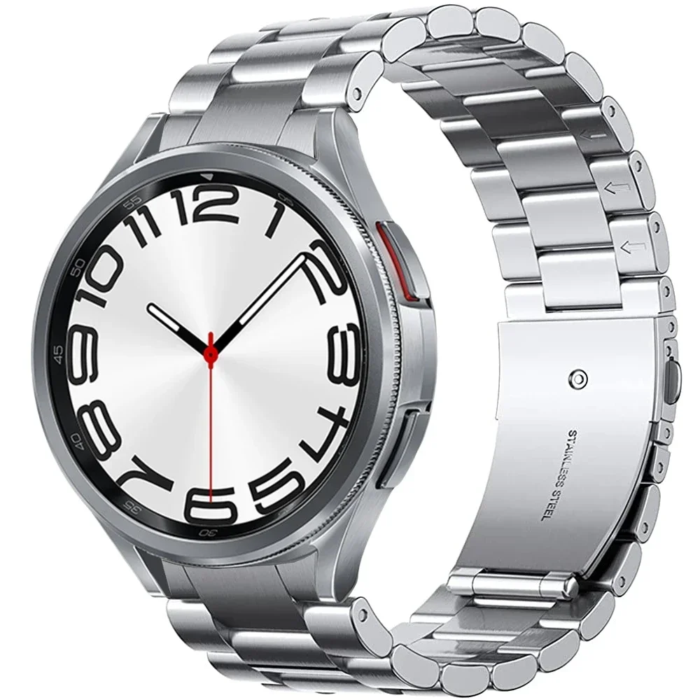 Металлический ремешок для Samsung Galaxy Watch 7/6/5/4 44 мм 40 мм изогнутый интерфейсный ремешок для Galaxy Watch 5Pro 45 мм 6 4 Classic 46/47 мм ремень