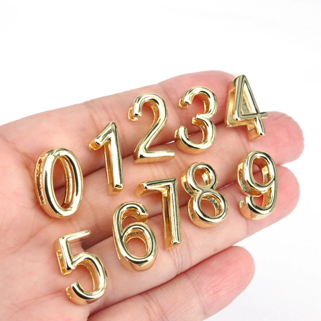 10Pcs Hot New Trendy 18k Gold Digits 0-9 Number Charms  DIY Necklace Earring Parts Bracelets Jewelry Accessory Sports Style