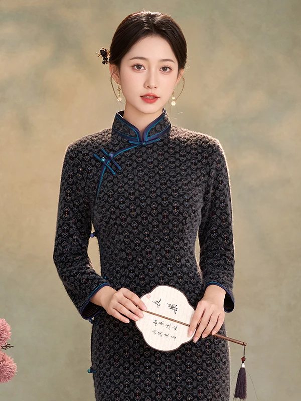 

Stunning New Chinese Sle Velvet Thiened Long Qipao Dr Daily Wear Mom's Improved Design High End Faion Winter Warm