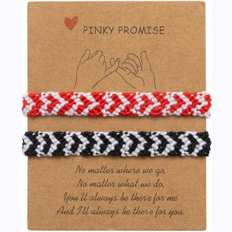 Heart Friendship Bracelets Pinky Promise Pink Best Friends Distance Matching Bracelet for Women Girl Valentine Couple Family