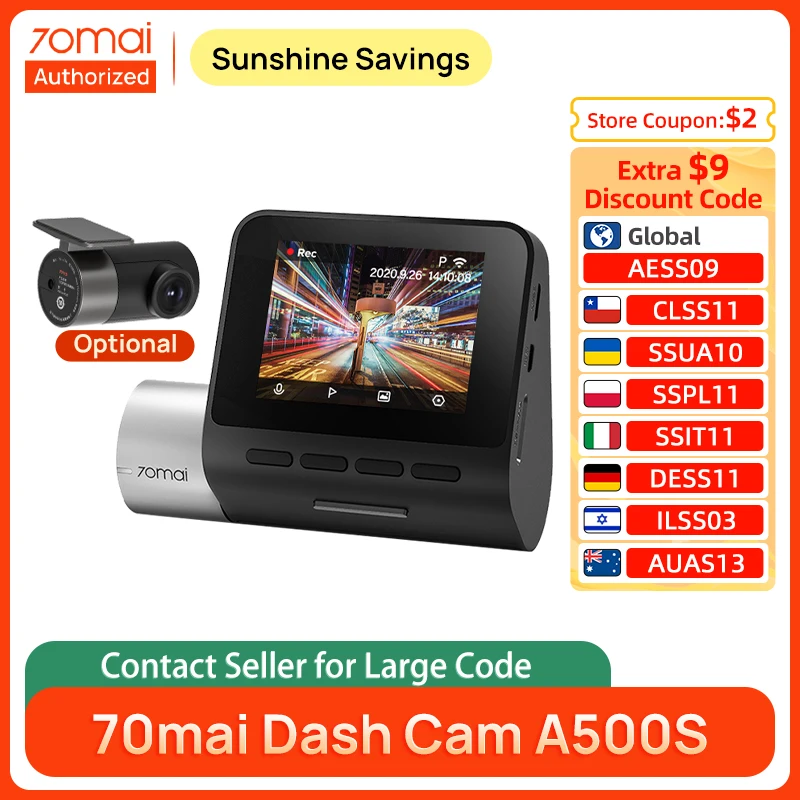 70mai A500S Dash Cam Pro Plus+ 1944P 140FOV 70mai Car DVR Support