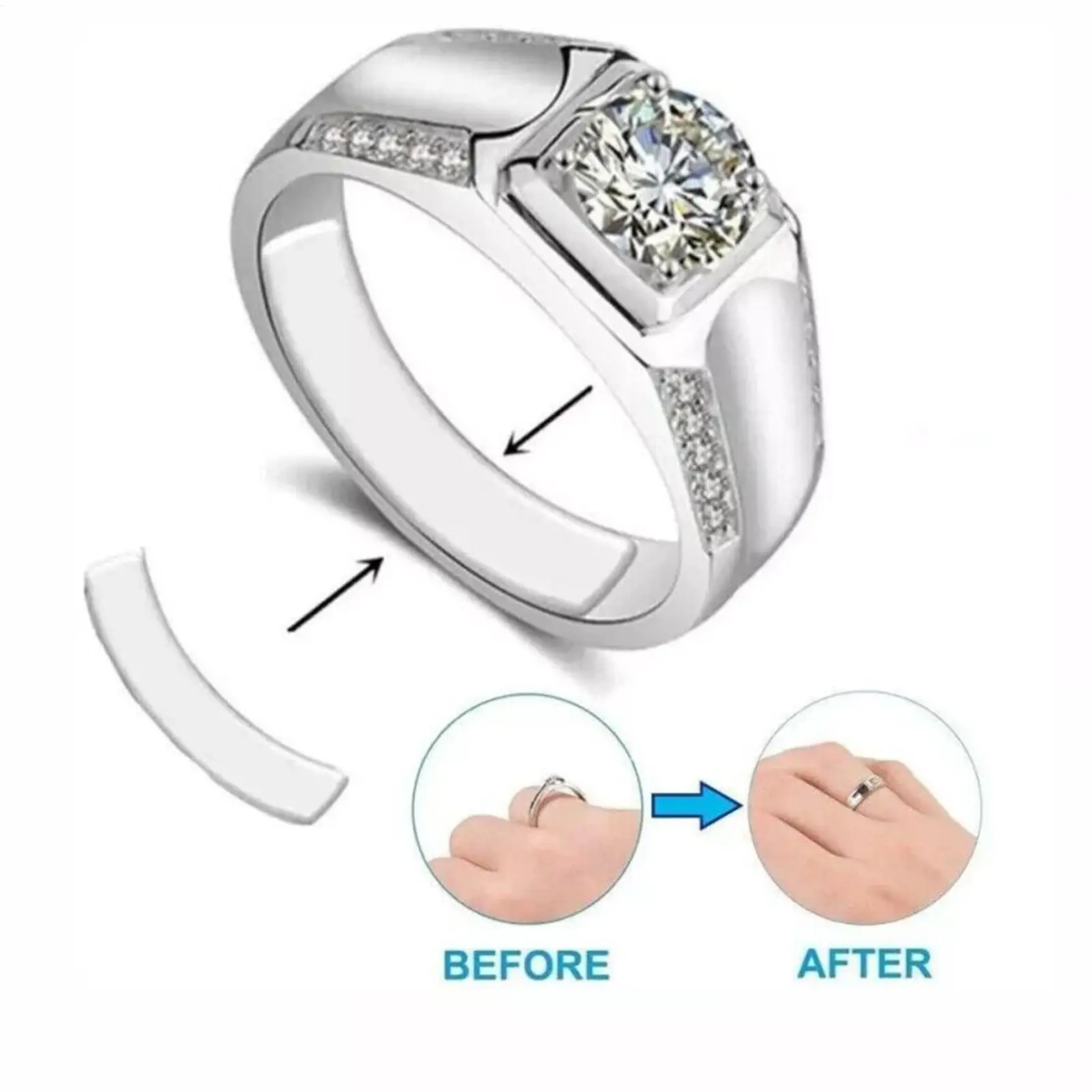 Invisible Ring Size Reducer, Transparent Silicone Ring Adjust Stickers, Anti-Slip Jewelry Tools for Loose Rings of All Sizes