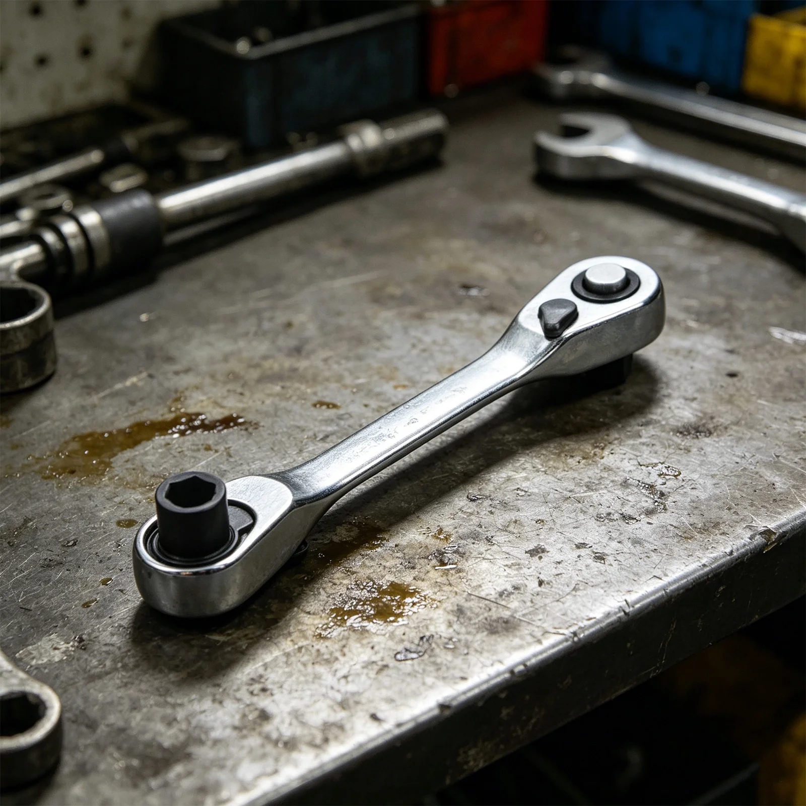 1/4 Inch Double Ended Ratchet Wrench 72 Tooth Socket Screwdriver For Hex Bolt Torque Repair Hand Tools Chrome Vanadium
