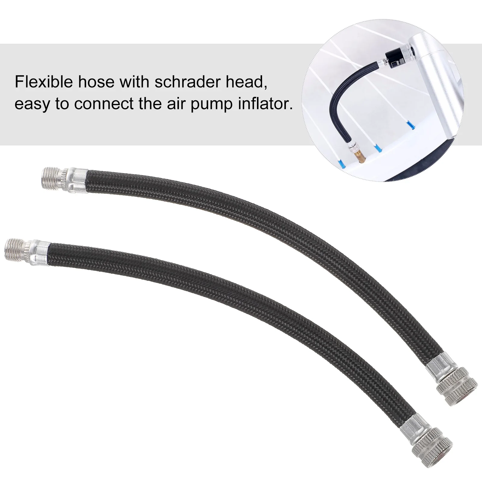 

2Pcs Extension Hose Inflator Tube for Pumps Black Flexible Easy Connect Air Pump Accessory Extension Hose