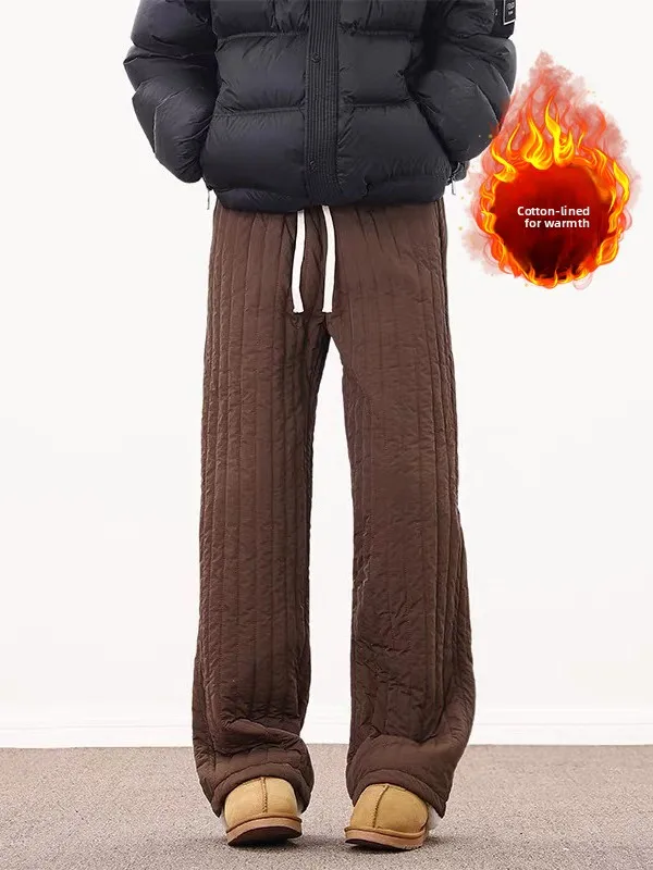 

Хлопковые брюки Thiened, однотонные повседневные зимние теплые широкие брюки для женщин, большой размер, износостойкие для улицы, холода и ...