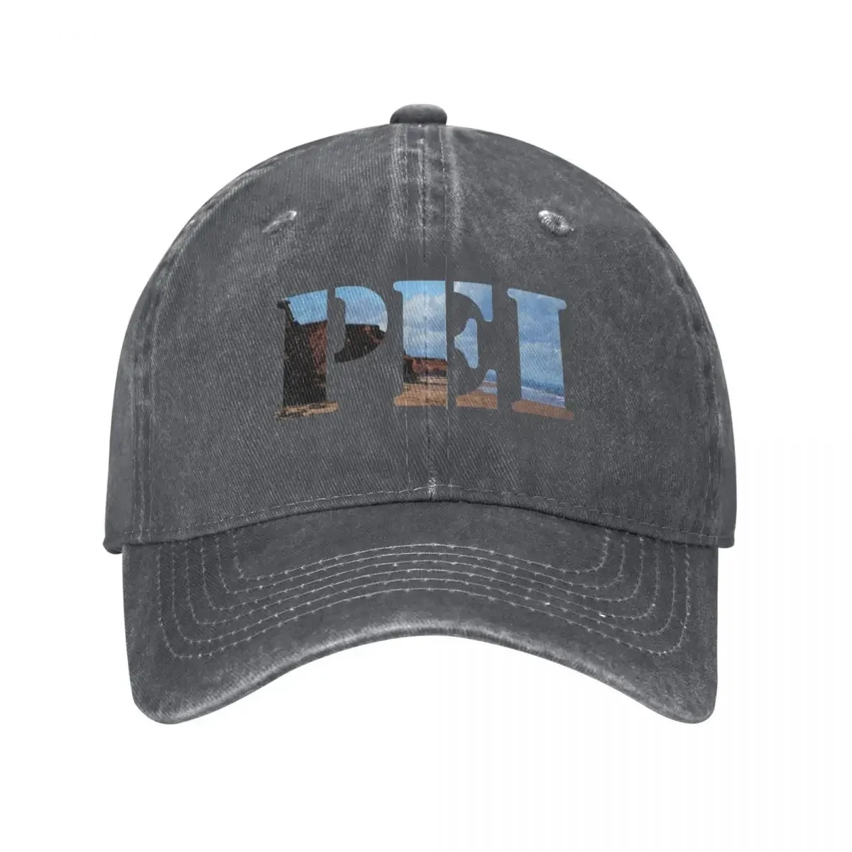 PEI Stencil Red Cliffs and Ocean View Beach Island Photography by WuisaOutdoors Baseball Cap Christmas Hat Women's Beach Men's