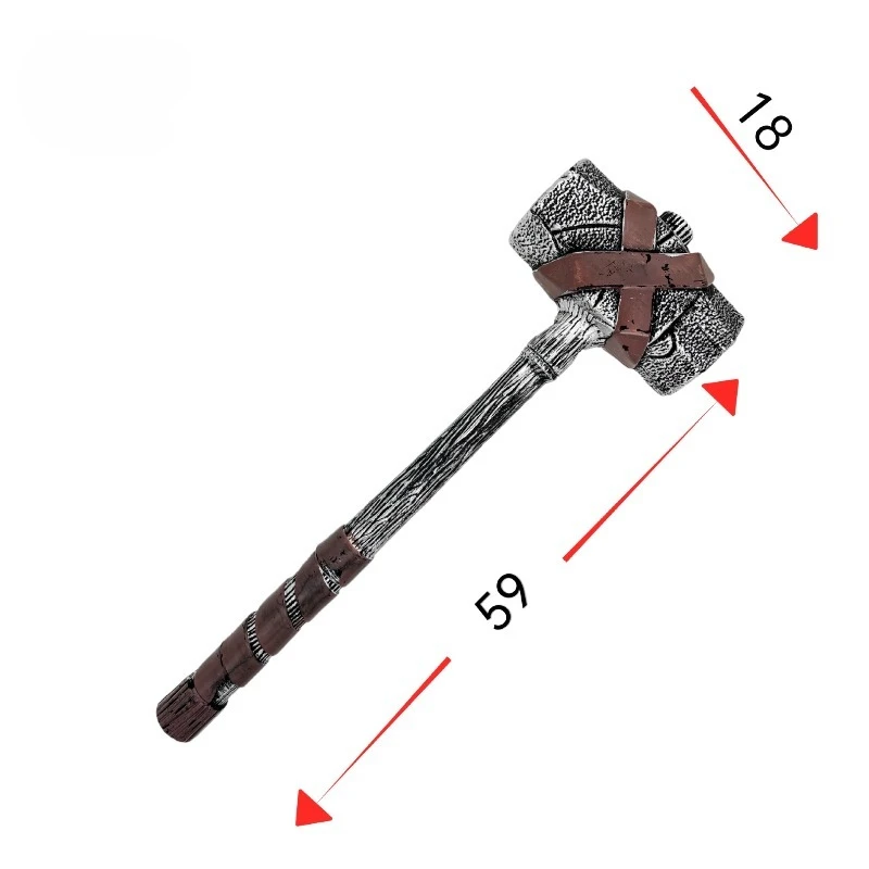 59cm/23.23in Halloween Props Grey Hammer Cosplay Model Weapons Plastics Anime Peripherals Collectible Party Gifts Ornaments Toy