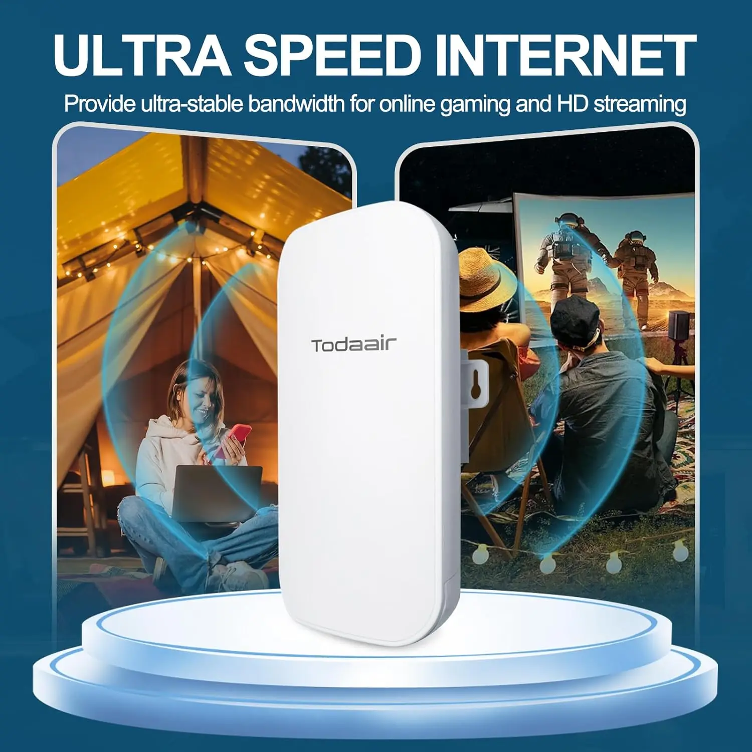 WiFi Repeater Outdoor Long Range - 2.4G/5GHz Dual Band, 8dBi Antennas, Weatherproof for Farm, Factory & Remote Work