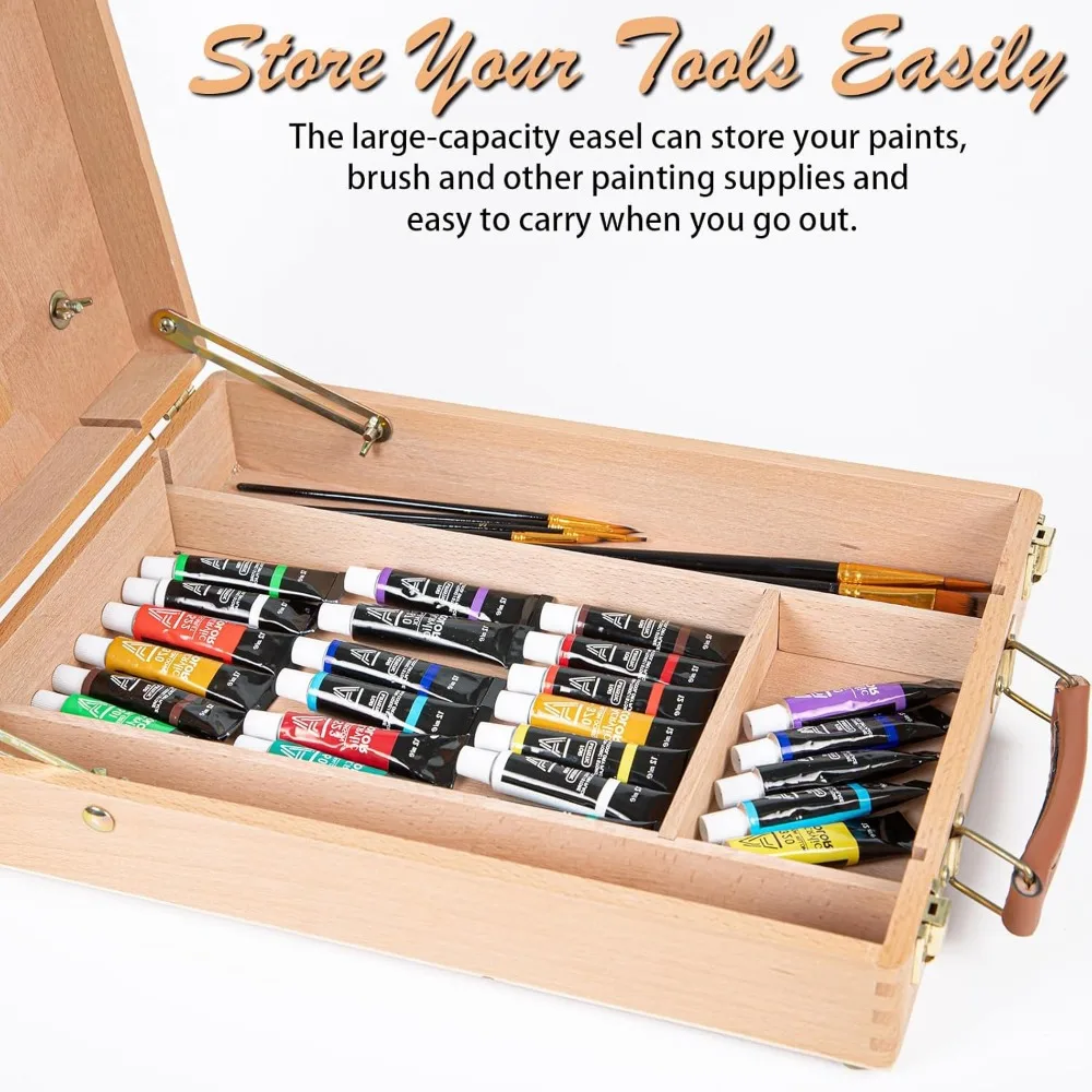 Tabletop Beechwood Art Easel for Painting Canvases Table Easel Stand for Painters Painting by Numbers, Students Beginners Artis