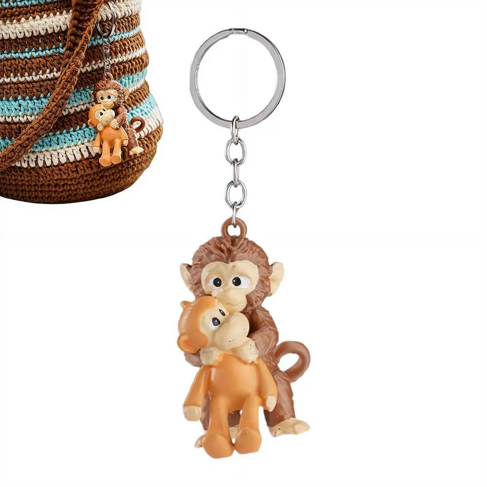 3D Cute Monkey Keychain Decoration for Backpack Purse Car Keys Protect Punch The Monkey Doll Animal Keyrings Jewelry Gift