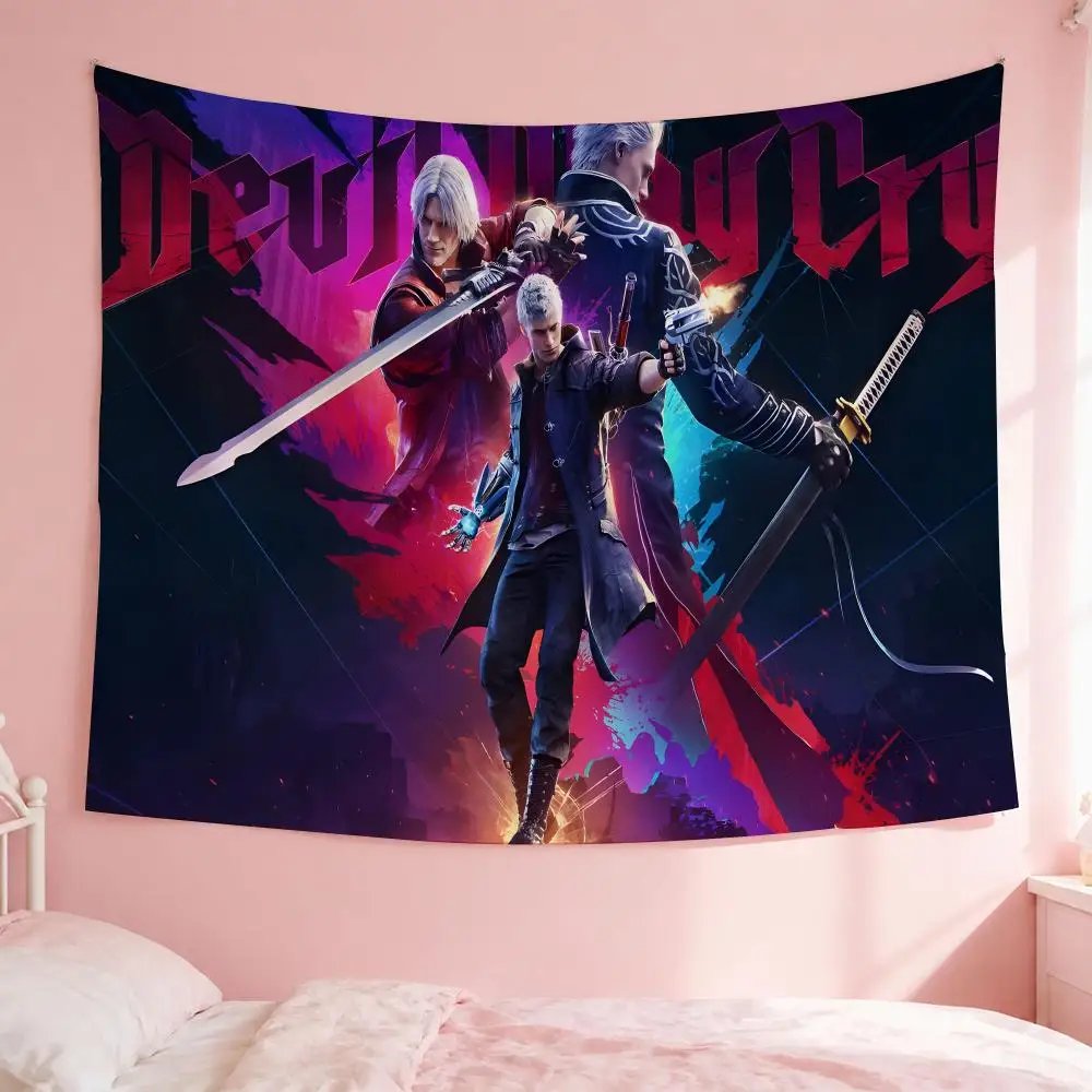 Game D-Devil May Cry Tapestry Wall Hanging Bohemian Wall Tapestries Mandala Home Decor For Living Room Bedroom Dorm
