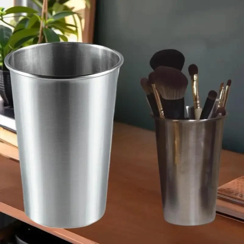 

Stainless Steel Pen Holder Storage Cup Brush Makeup Organizer For Bedroom Bathroom Desk Office Home Container