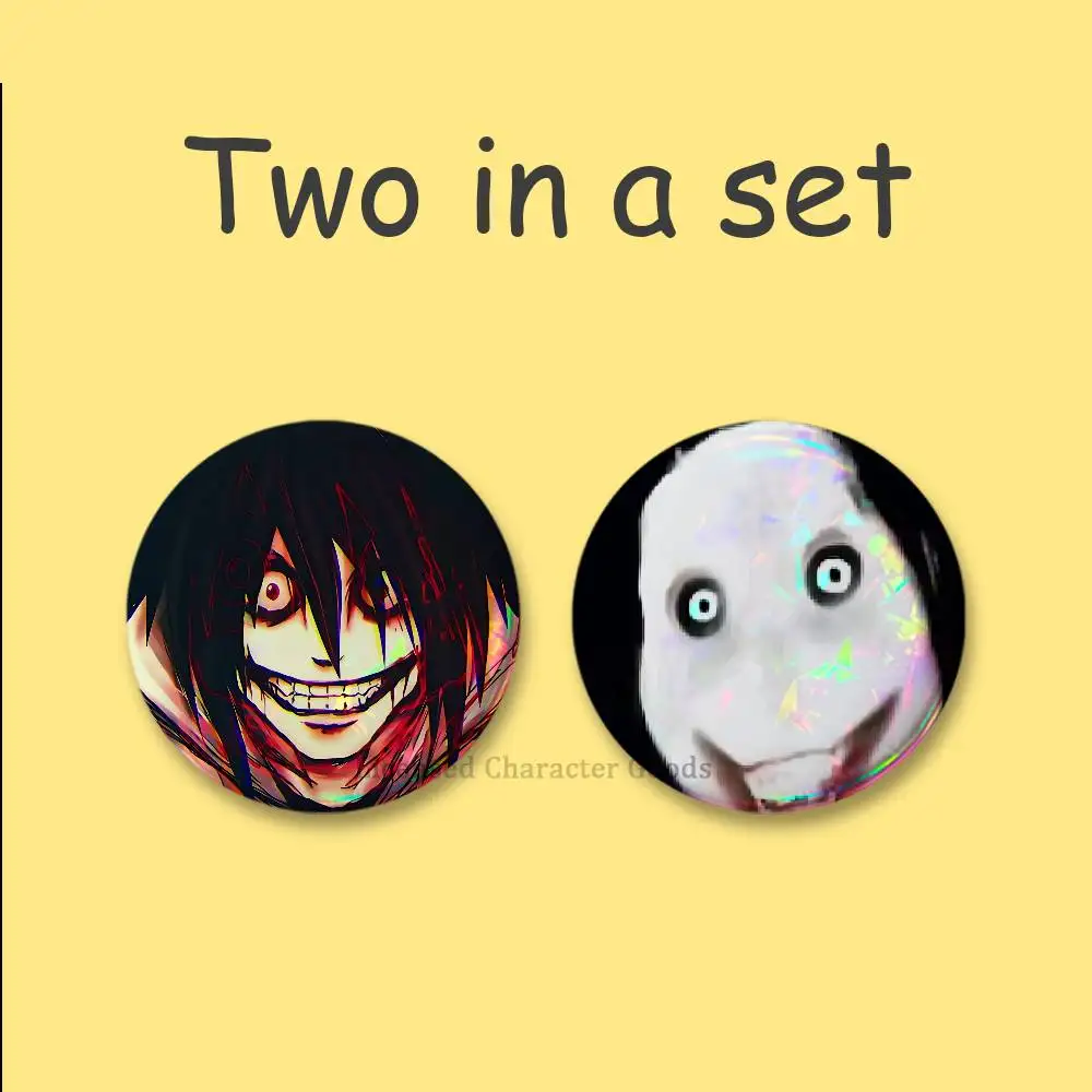 Creepypasta TICCI Jeff Jack 2-teiliges Set Abzeichen Anime-Merchandise Cosplay Nijigen Otaku-Kultur Groß 75 58 44 32 25 mm Mini – Detail 4