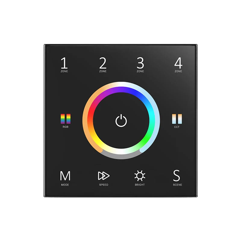 Enkele Kleur Dimmer Schakelaar Cct/Rgb/Rgbw/Rgbct 5 In 1 Led Lamp Controller 4 Zones Universele Dmx512 Master 110V-220V Touch Panel