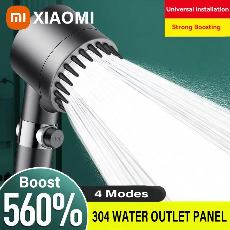 

Xiaomi High Pressure Shower Head 4 Modes Adjustable Spray with Massage One-key Water Stop Water Saving Shower Head Bathroom
