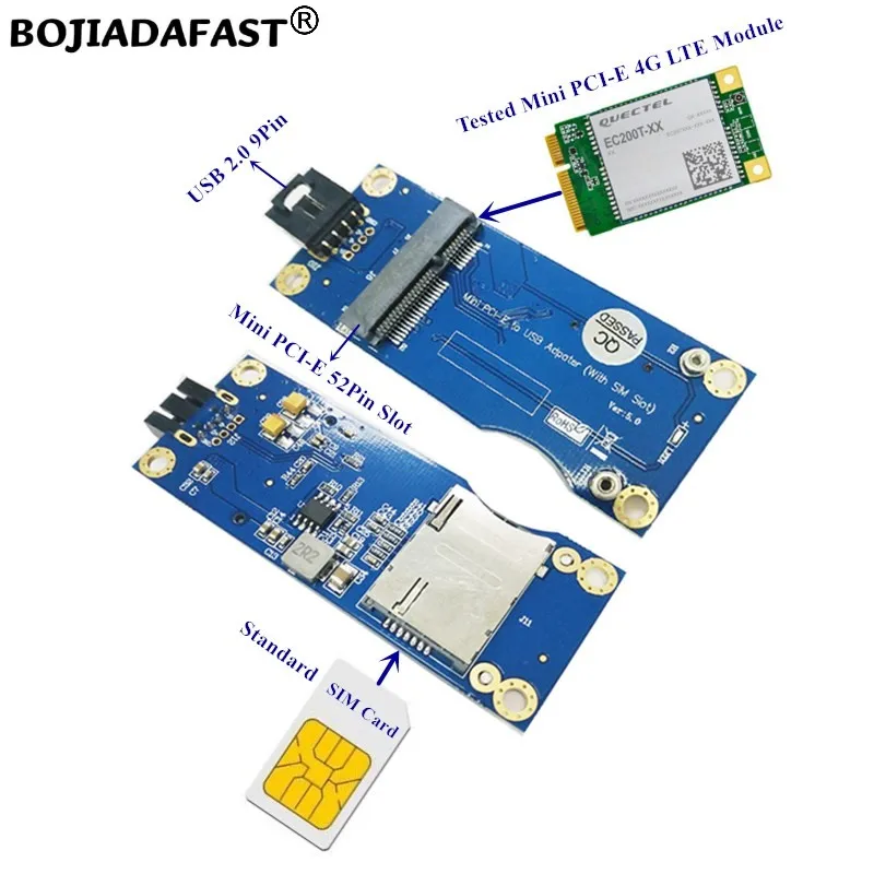 마더 보드 USB 2.0 9PIN 헤더-미니 PCI-E MPCIe 무선 어댑터 SIM 카드 슬롯, GSM WWAN 3G 4G LTE 모듈용