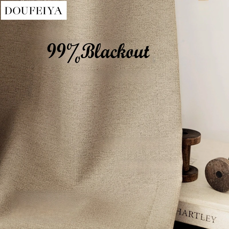 

Custom Size European Japanese-style Log-style Cotton and Linen Shading Curtains for Living Dining Room Bedroom White Tulle