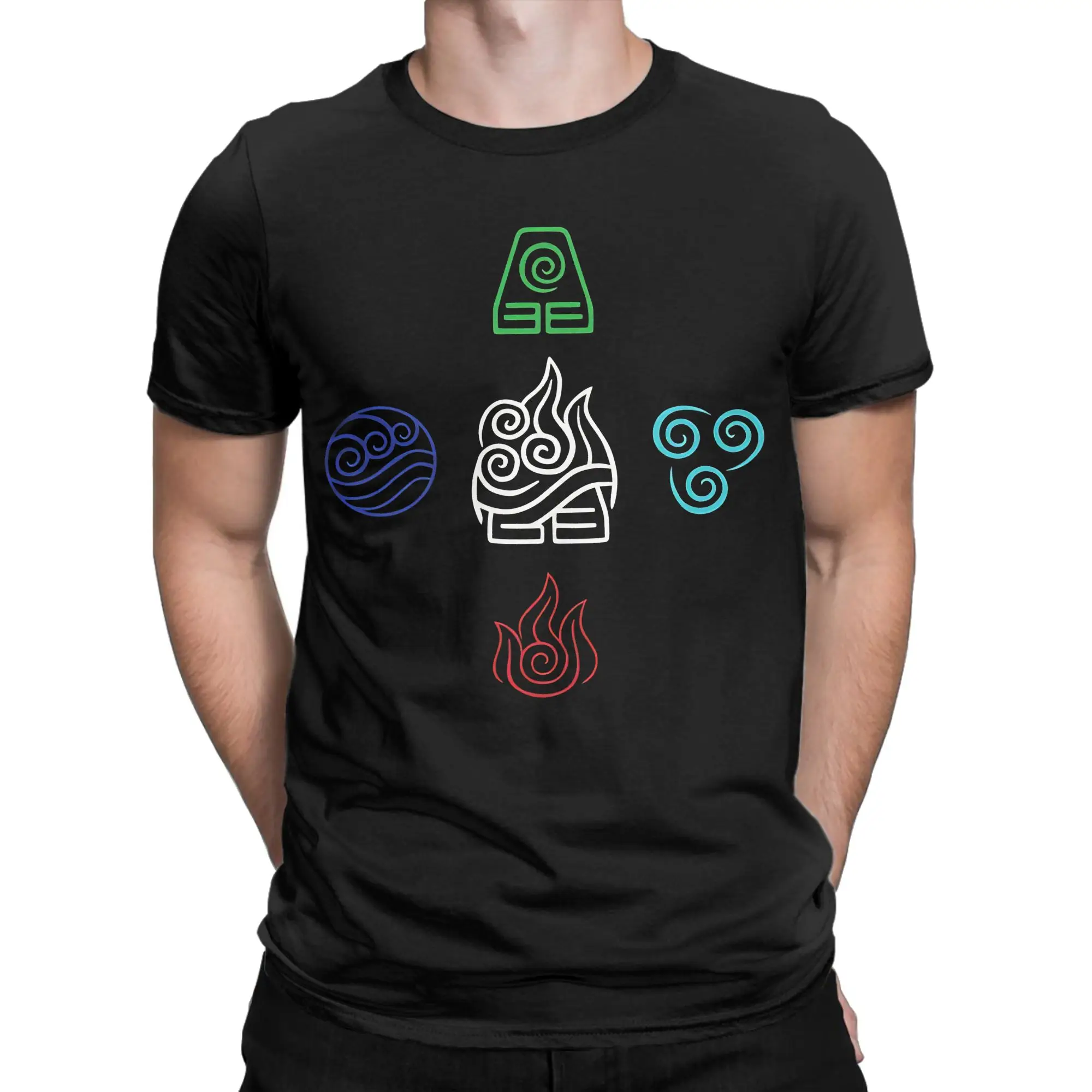 Elements Men Women T Shirt Avatars Airbenders Anime Vintage Tee Shirt Short Sleeve O Neck T-Shirt Pure Cotton 6XL Clothing